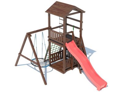 Детская площадка с качелями-гнездом серия А4 модель 2