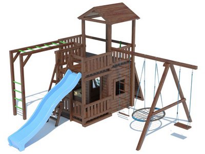 Детская площадка для дачи с качелями-гнездом серия С3 модель 1