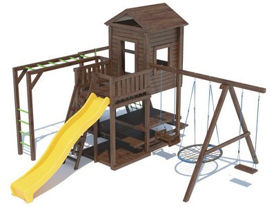 Детская площадка для дачи с качелями-гнездом серия С3 модель 2