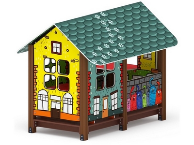 Деревянный домик для детей Котики