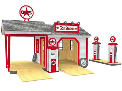 Игровой домик TORUDA WOOD Автозаправочная станция и гараж
