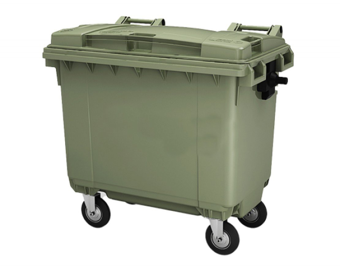 Контейнер мусорный пластиковый 660 литров с крышкой на колесах